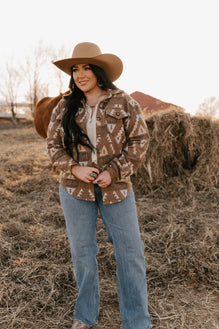 Ladies Aztec Shirt Jack with Western Flap Chest Pockets