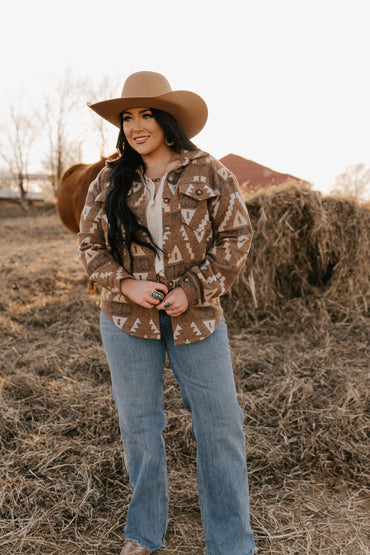 Ladies Aztec Shirt Jack with Western Flap Chest Pockets