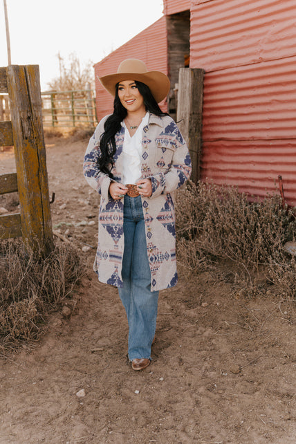 AZTEC LONG COAT.L-25913