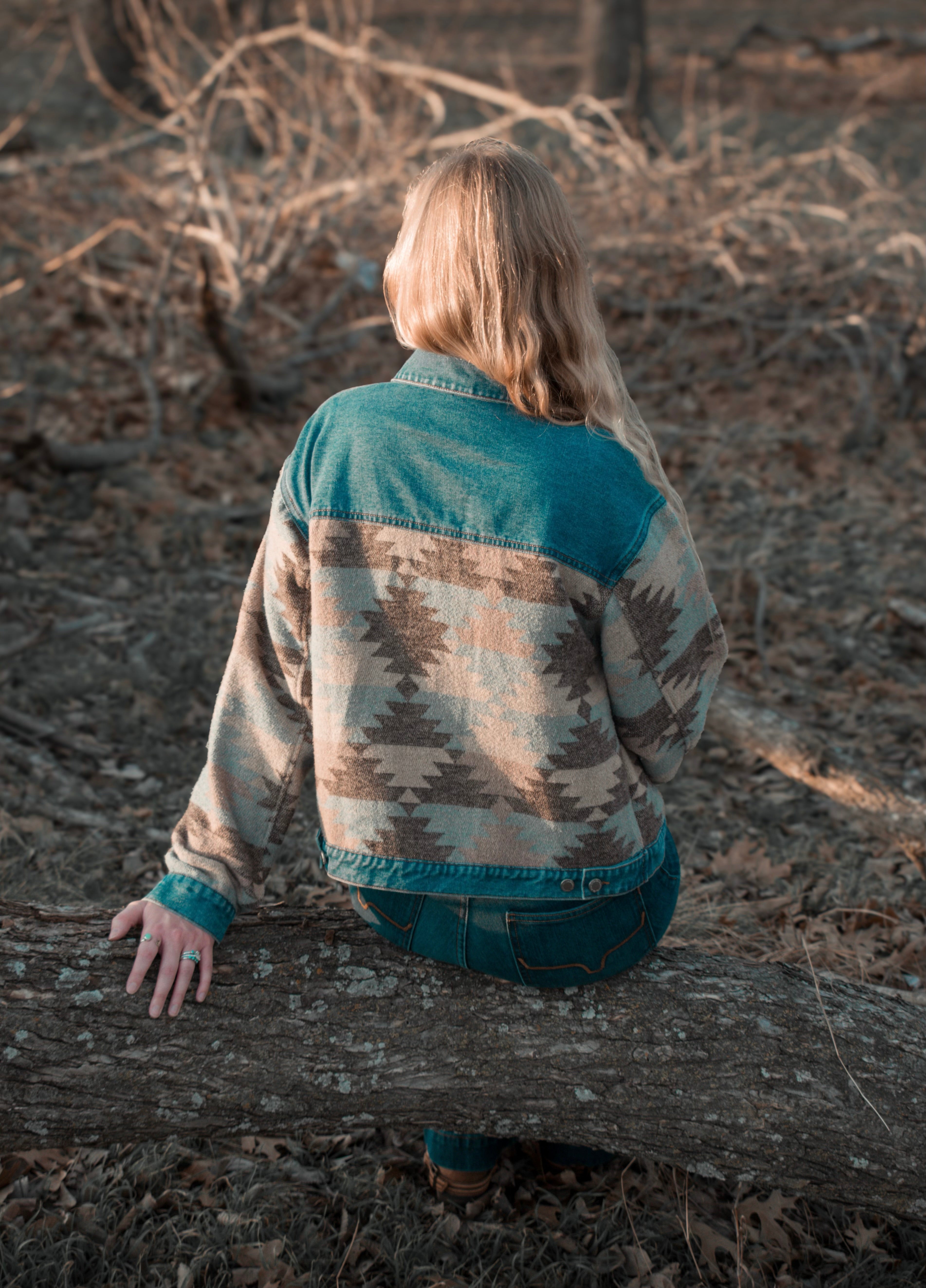 Ladies Denim with Aztec Fashion Jacket