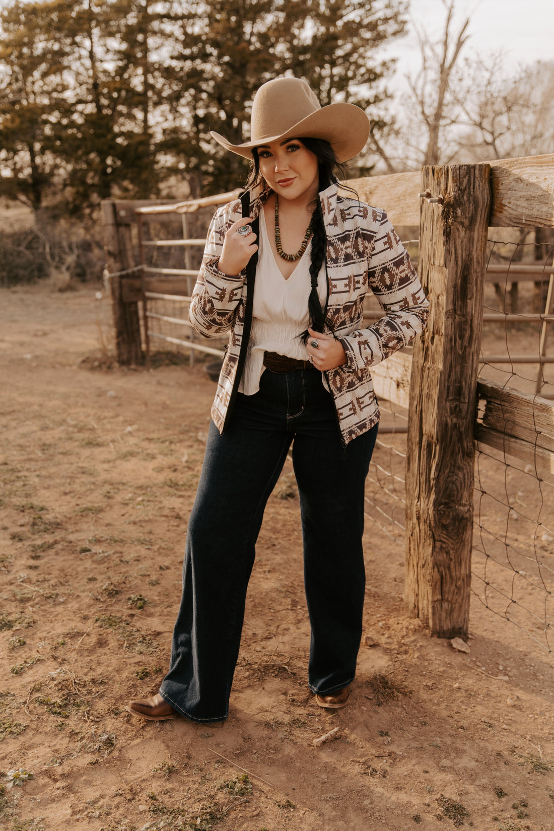 Ladies Bonded Softshell Jacket in Aztec Print