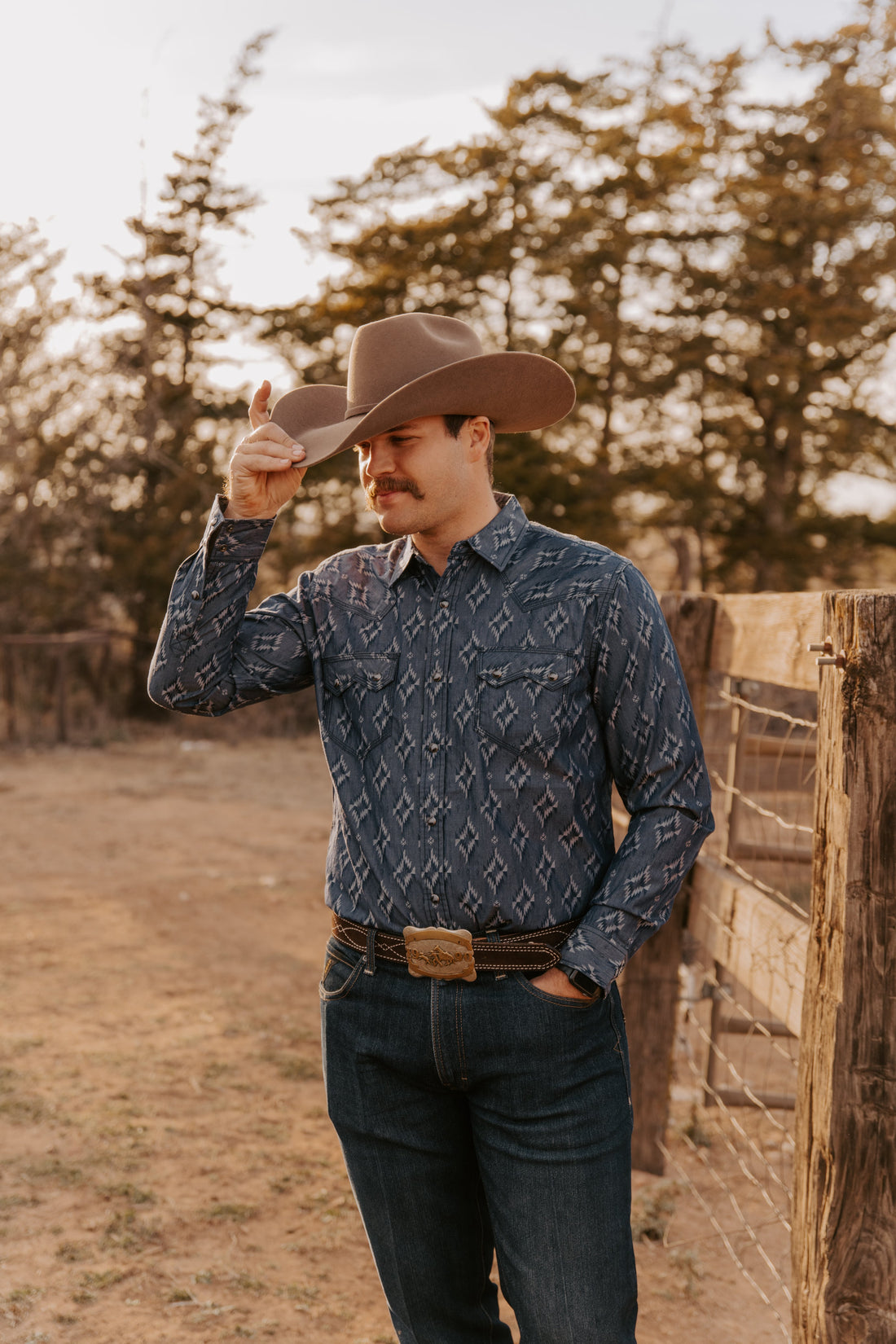 Men's Aztec Print Cowboy Shirt