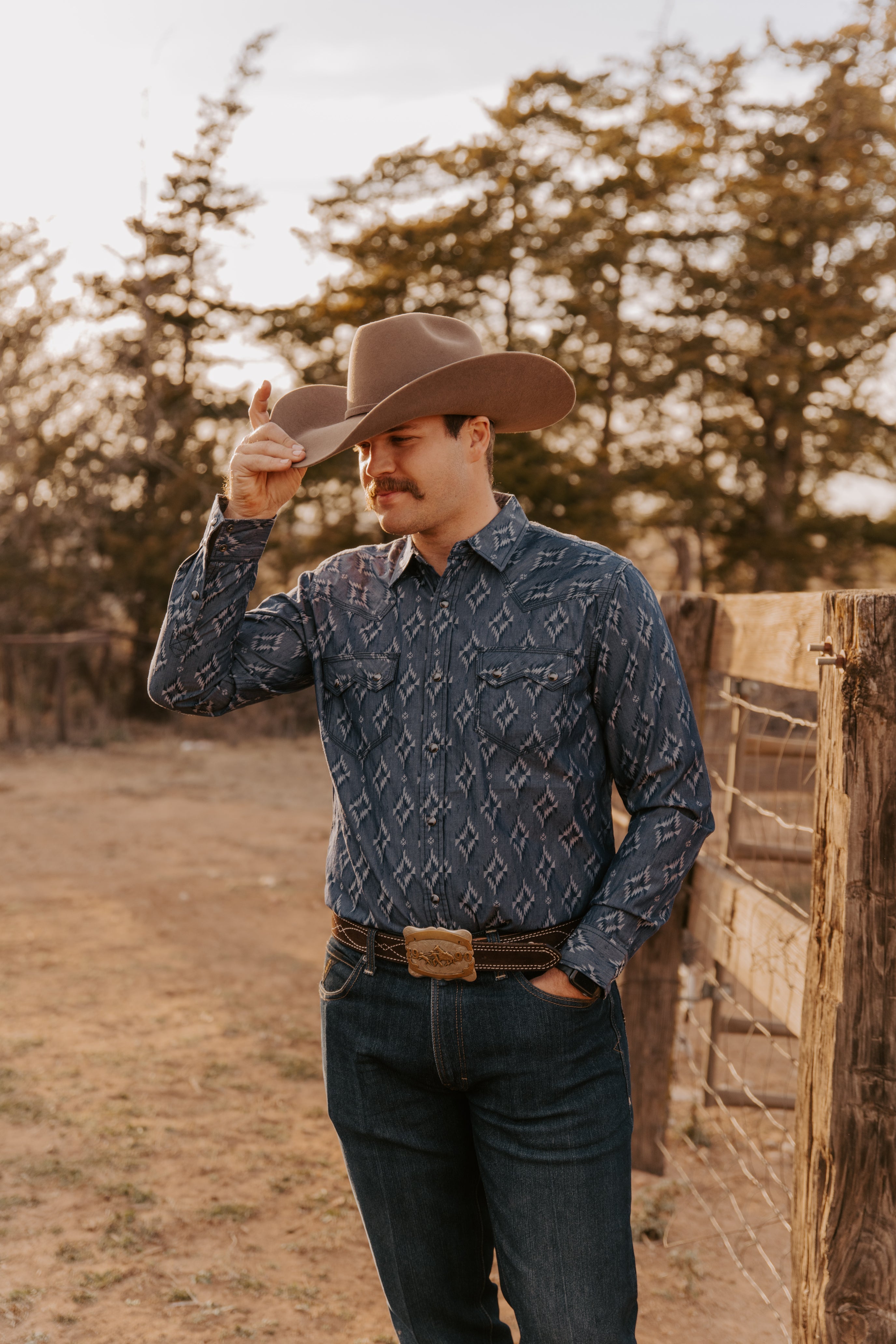Men's Aztec Print Cowboy Shirt