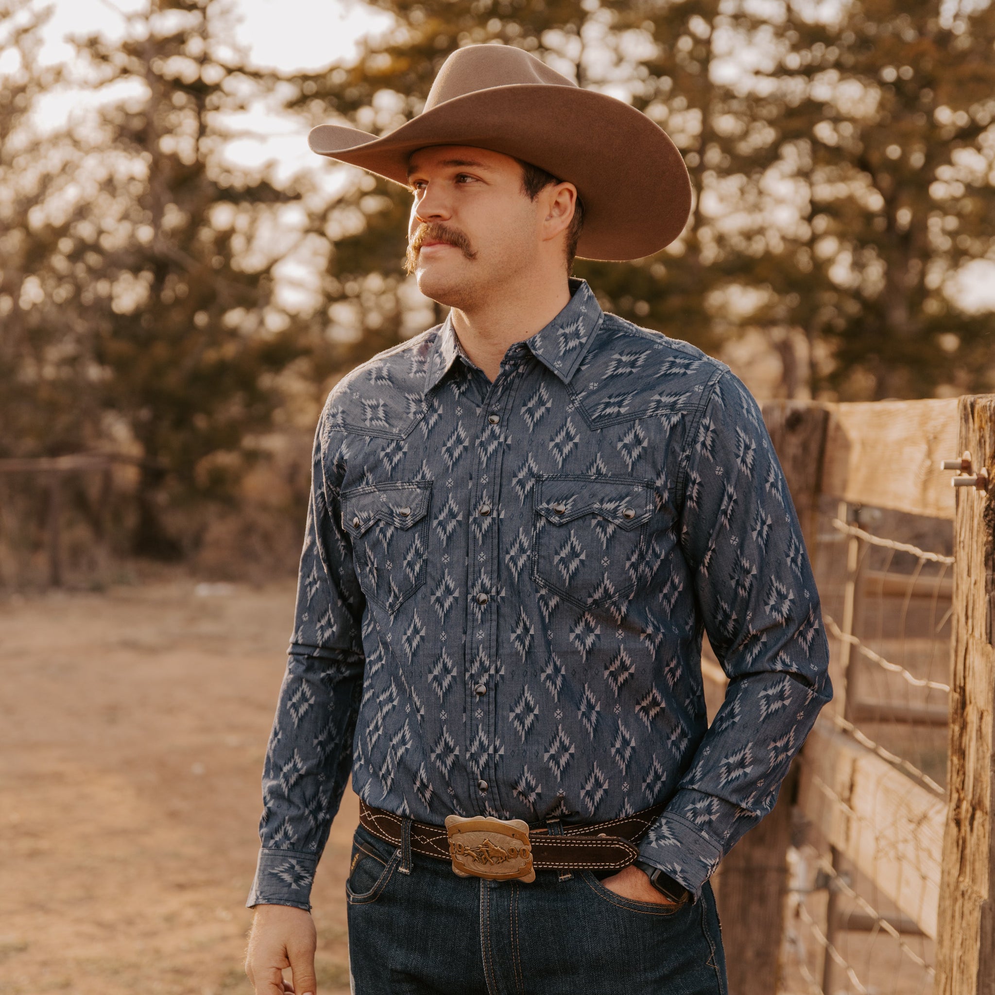 Men's Aztec Print Cowboy Shirt