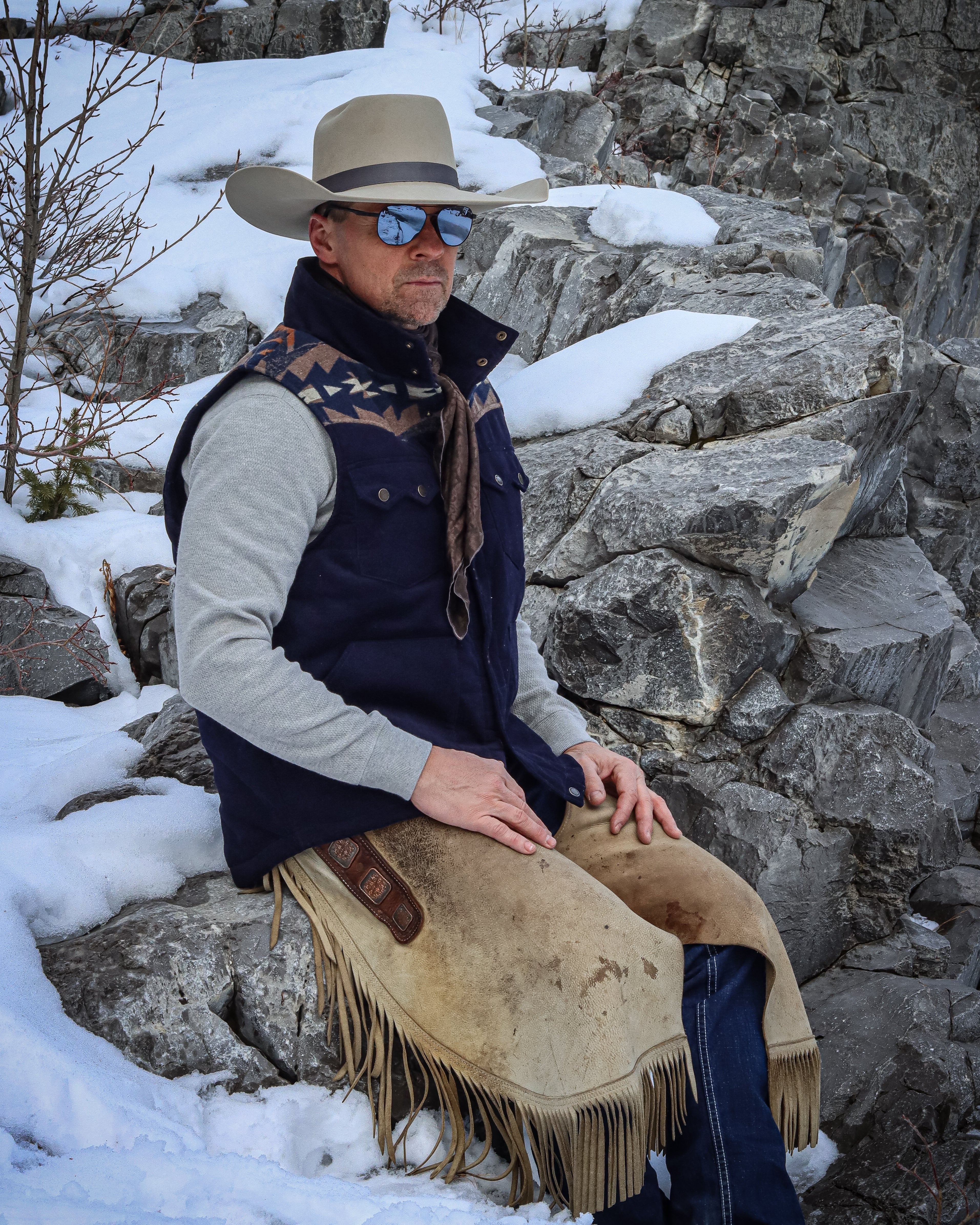Men's Curduroy Vest with Aztec Design and Conceal & Carry Pocket