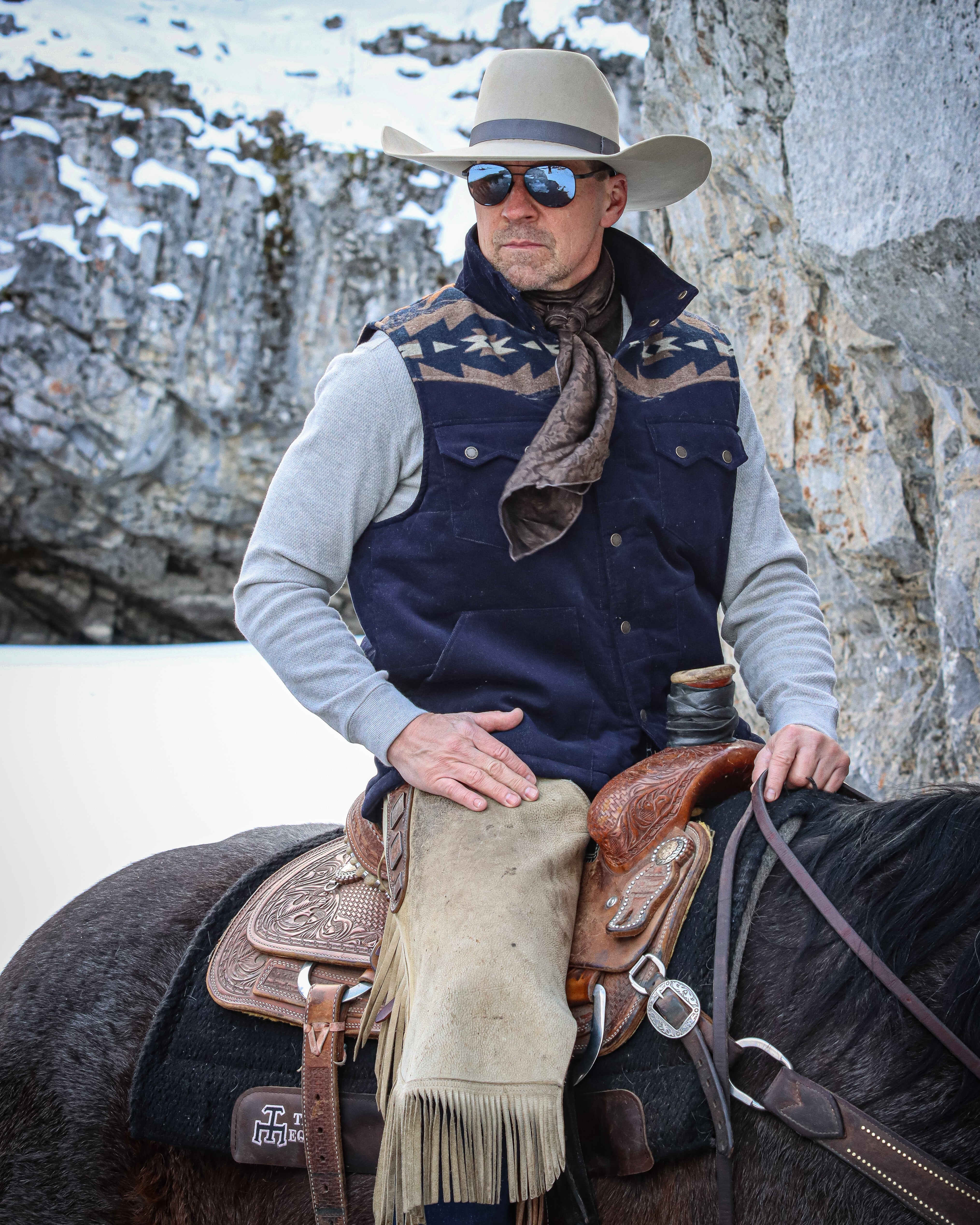 Men's Curduroy Vest with Aztec Design and Conceal & Carry Pocket