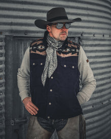 Men's Curduroy Vest with Aztec Design and Conceal & Carry Pocket