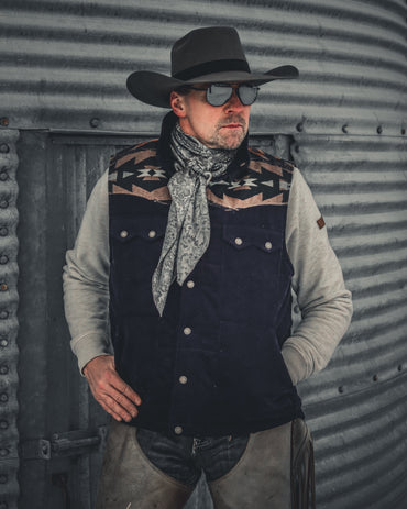 Men's Curduroy Vest with Aztec Design and Conceal & Carry Pocket