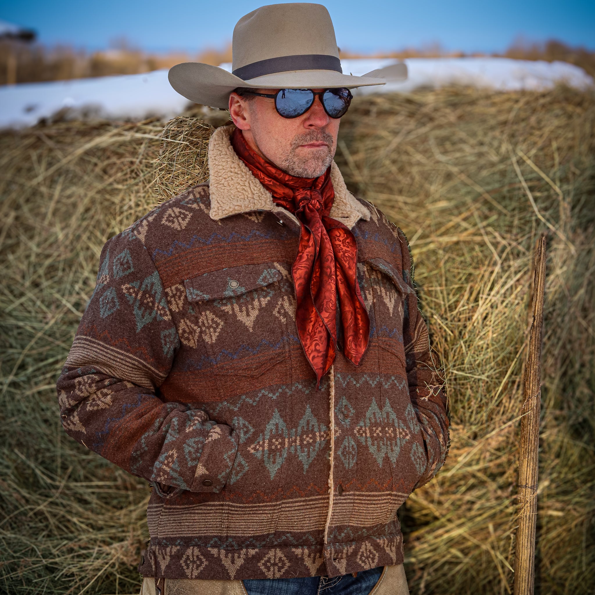 Montana Co. Sherpa- Lined Southwestern/Aztec Jacket