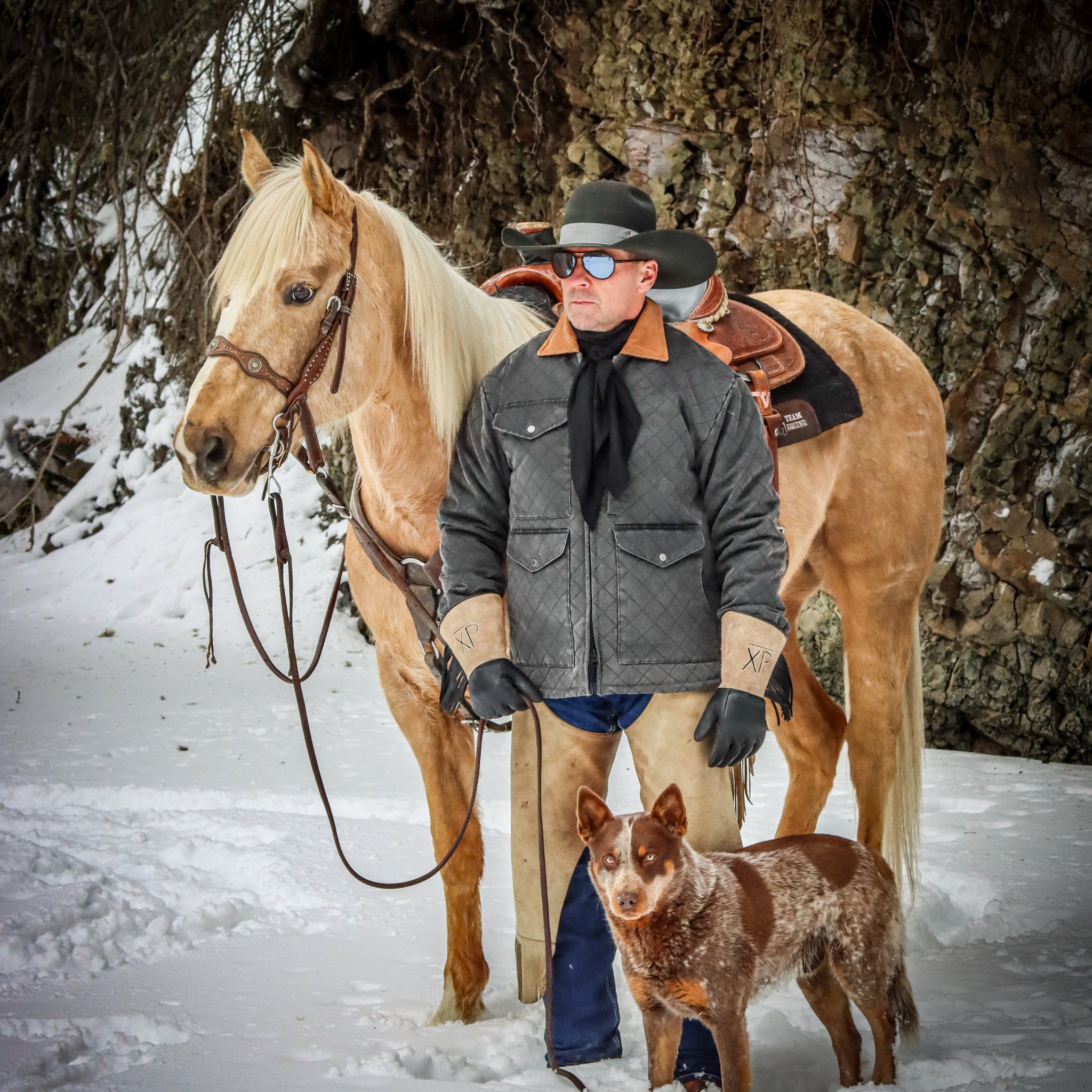 Men's Quilted Ranch Coat with Corduroy Collar