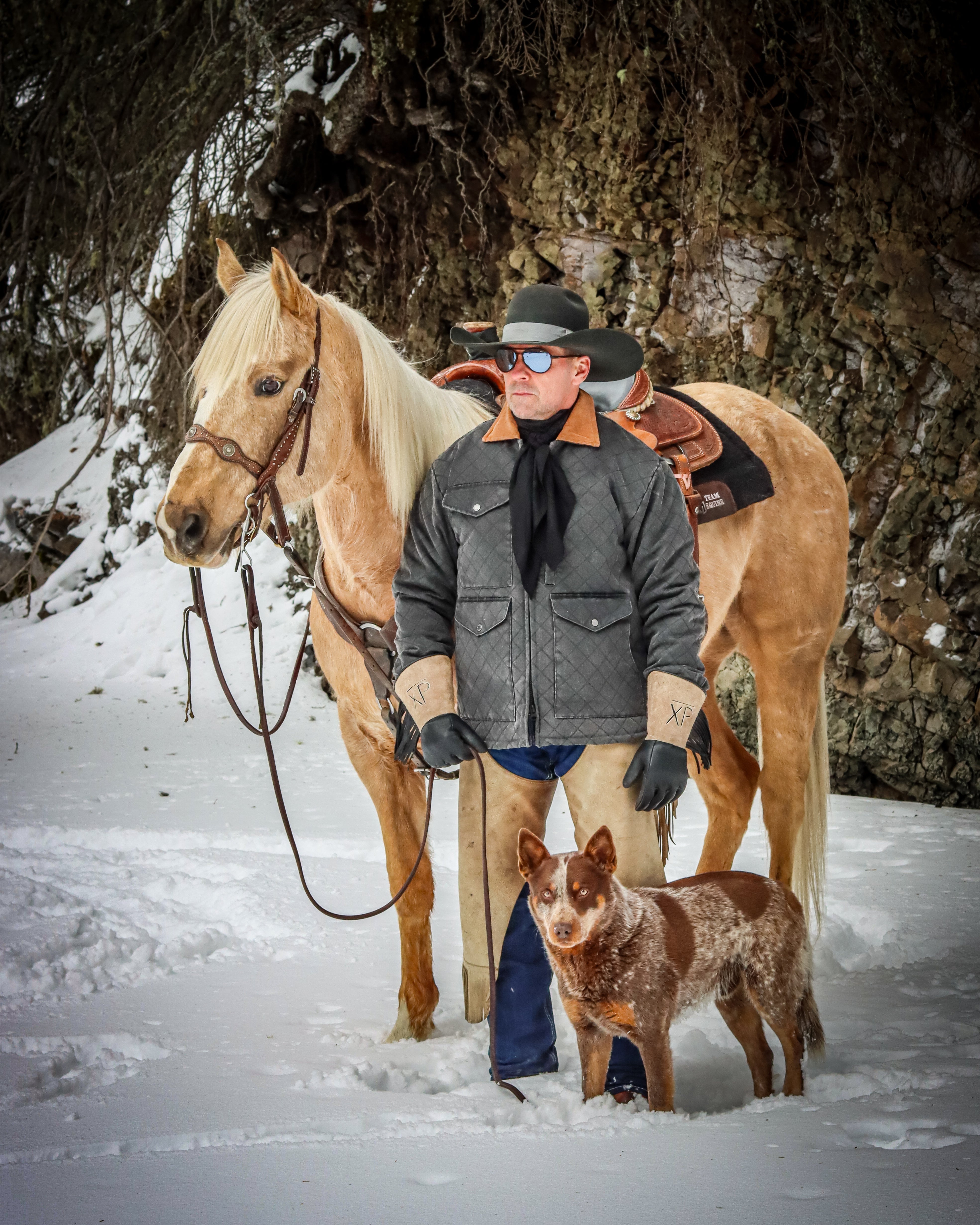 Men's Quilted Ranch Coat with Corduroy Collar
