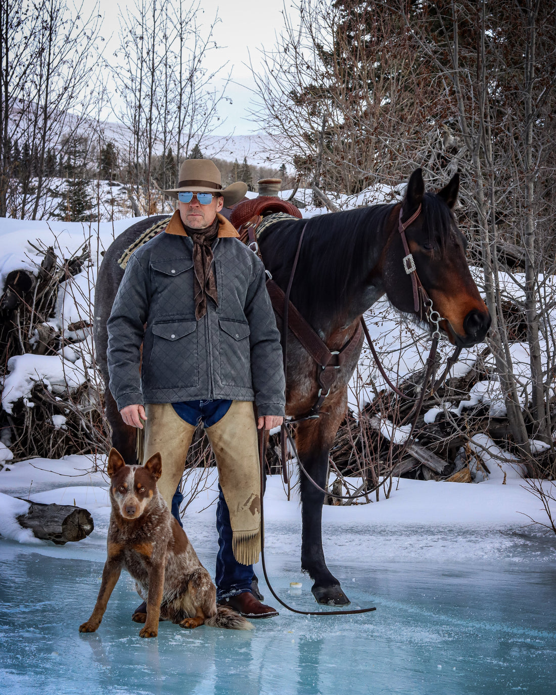 Men's Quilted Ranch Coat with Corduroy Collar