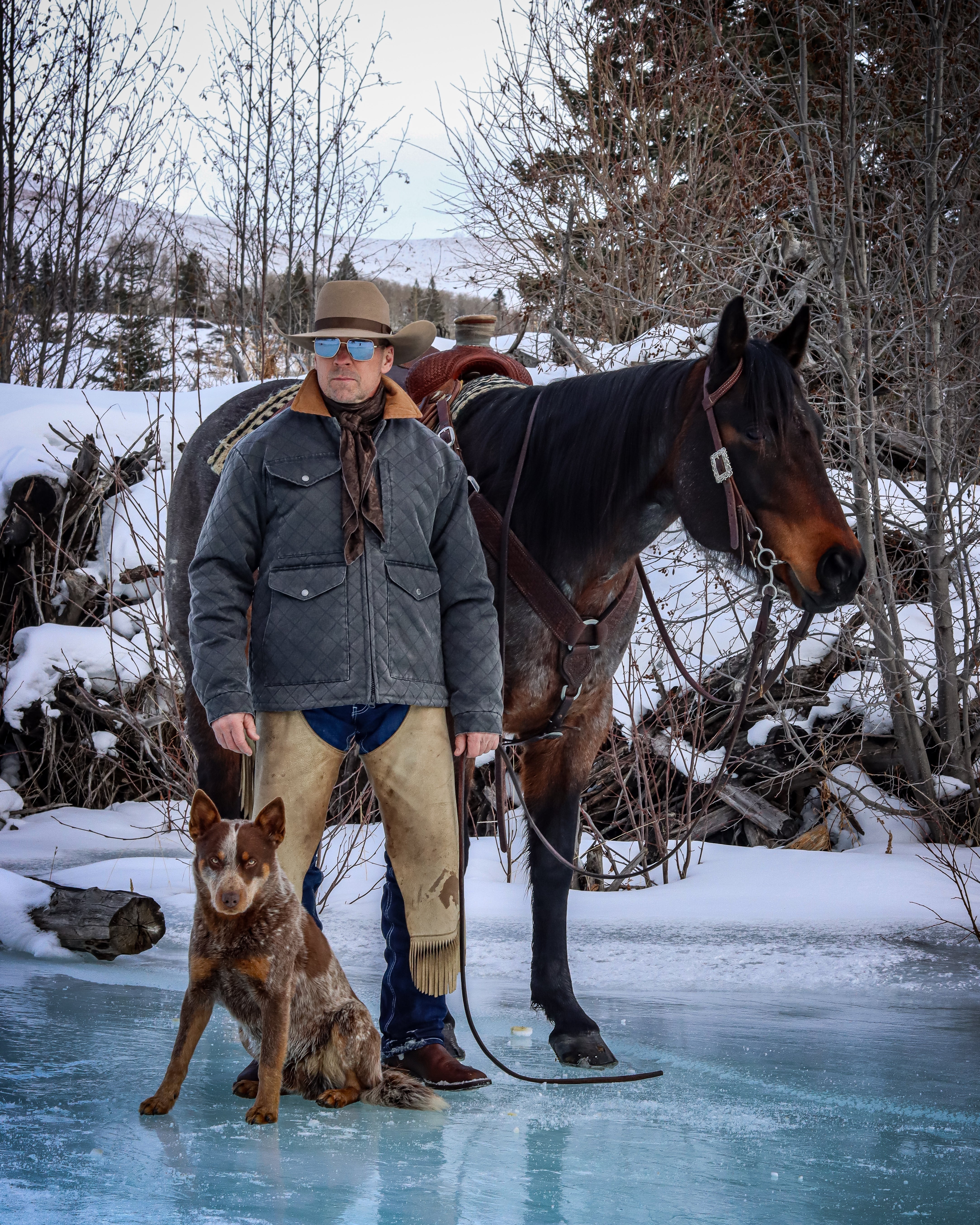 Men's Quilted Ranch Coat with Corduroy Collar