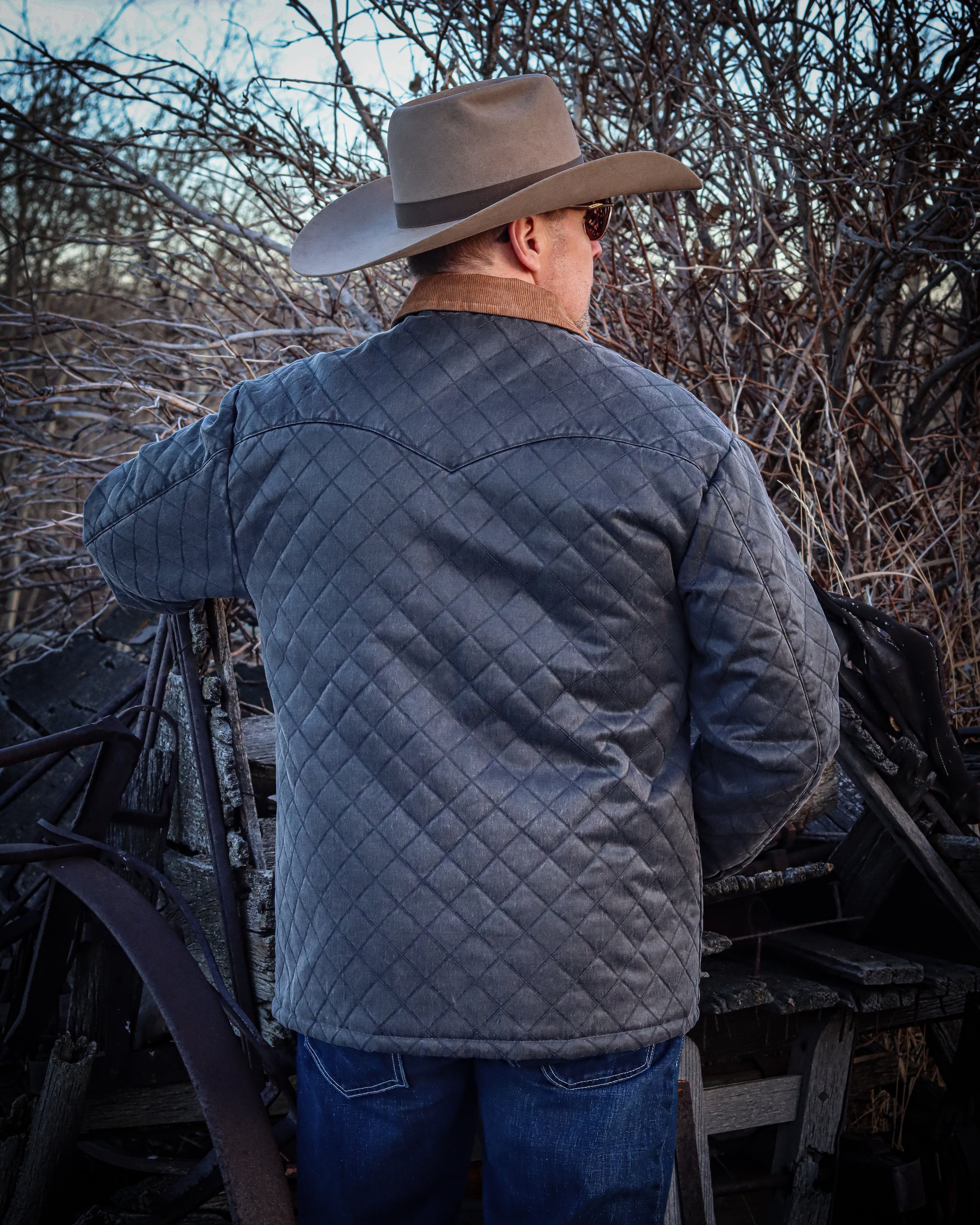 Men's Quilted Ranch Coat with Corduroy Collar