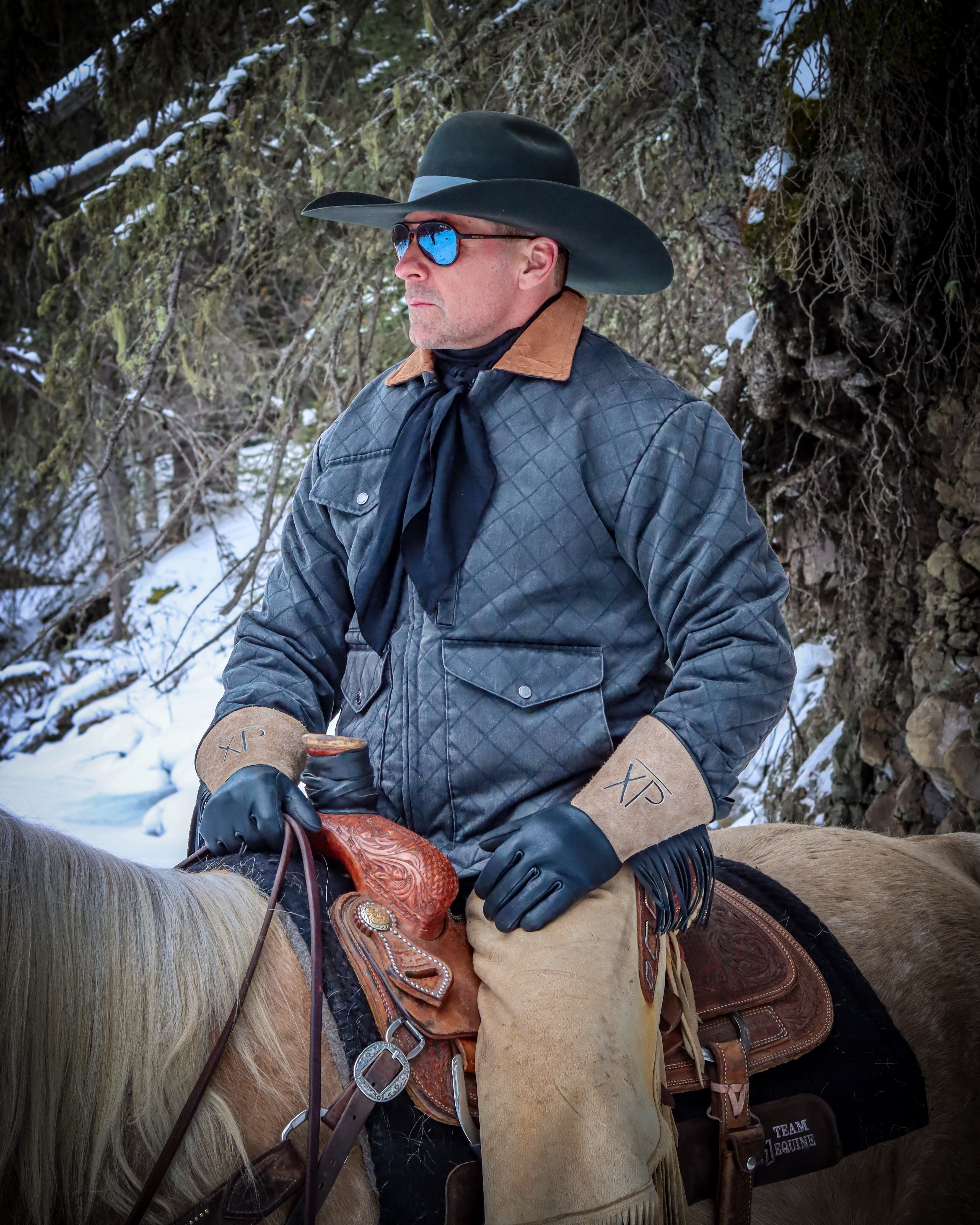 Men's Quilted Ranch Coat with Corduroy Collar