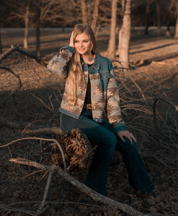 Ladies Denim with Aztec Fashion Jacket