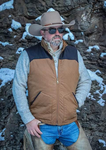 Men's Canvas Faux Oilskin Two-Tone Vest | Style M-2704