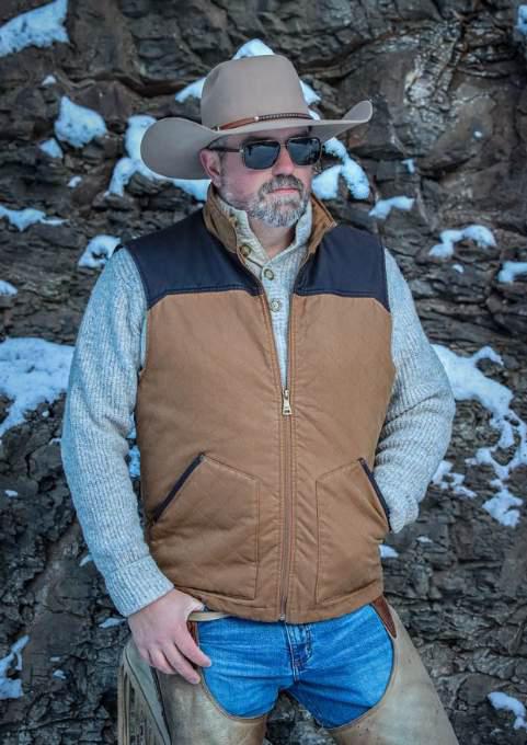 Men's Canvas Faux Oilskin Two-Tone Vest | Style M-2704