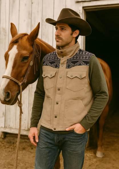 Men's Corduroy Aztec Western Vest | Style M2678