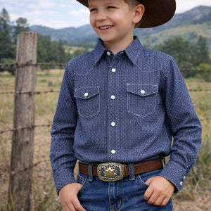 Boys Premium Cotton Western Snaps Long Sleeves Shirts with Stretch.BL-2602