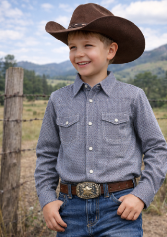 Boys Premium Cotton Western Snaps Long Sleeves Shirts with Stretch.BL-2603