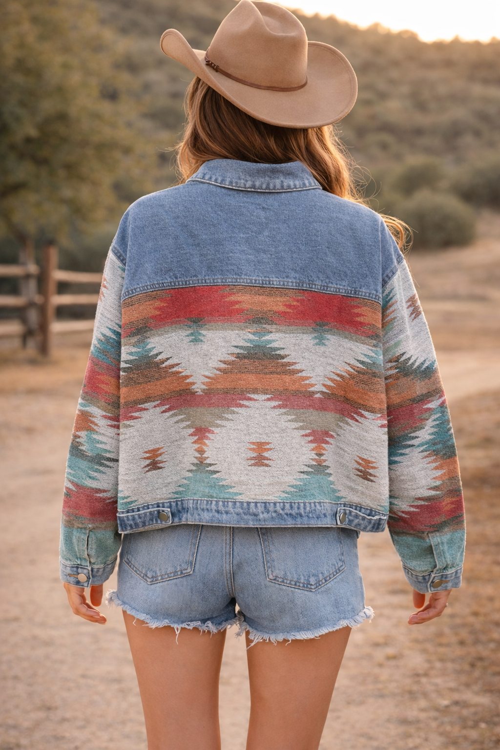 Ladies Denim with Aztec Fashion Jacket| DA-24653