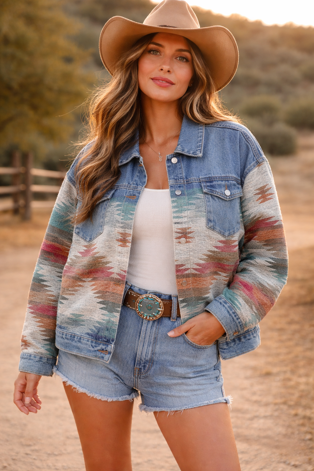 Ladies Denim with Aztec Fashion Jacket| DA-24653