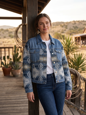 Ladies' Western Jacquard Denim Jacket | Style DA26-101