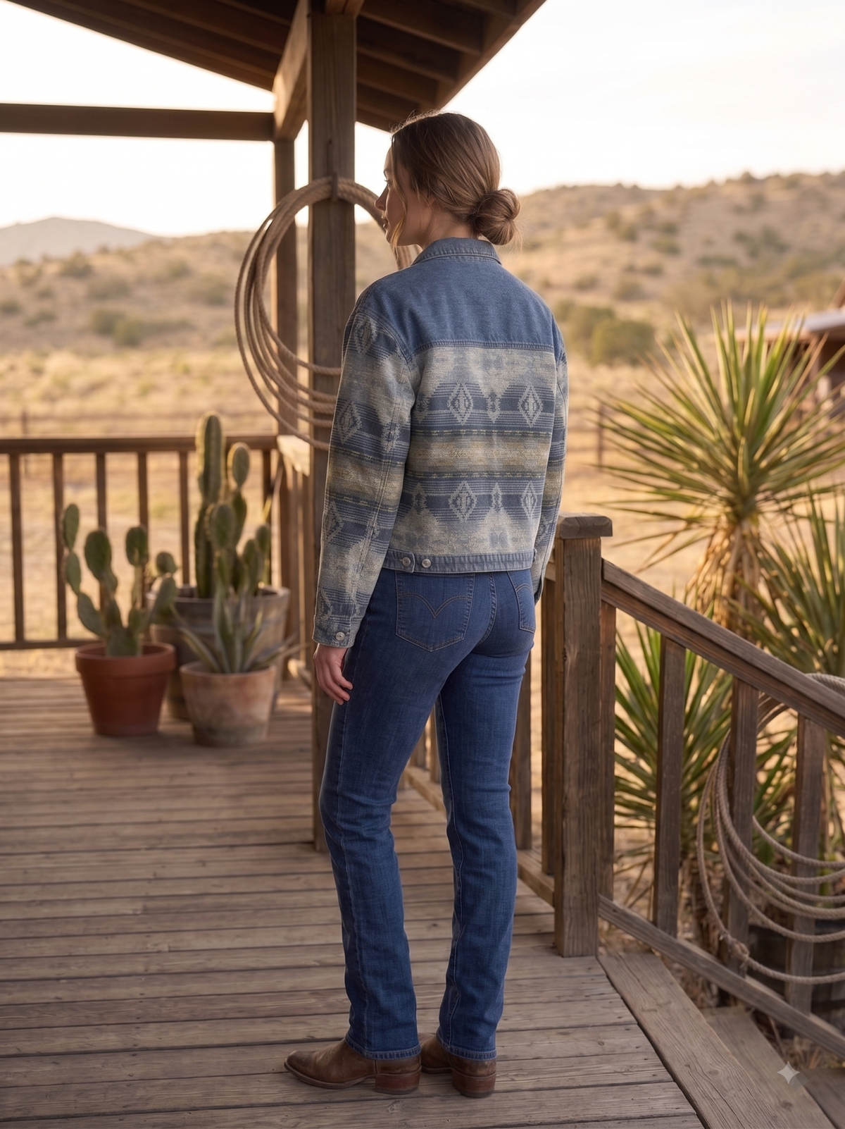 Ladies' Western Jacquard Denim Jacket | Style DA26-101