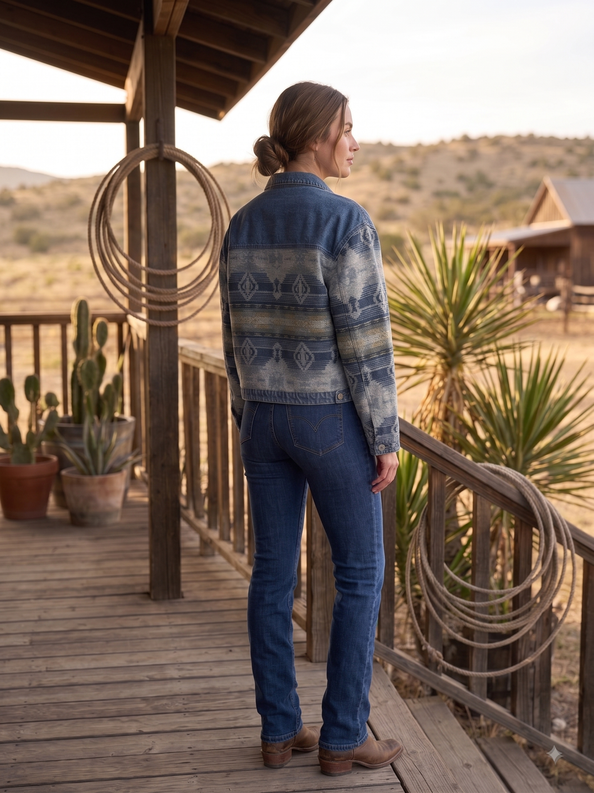 Ladies' Western Jacquard Denim Jacket | Style DA26-101