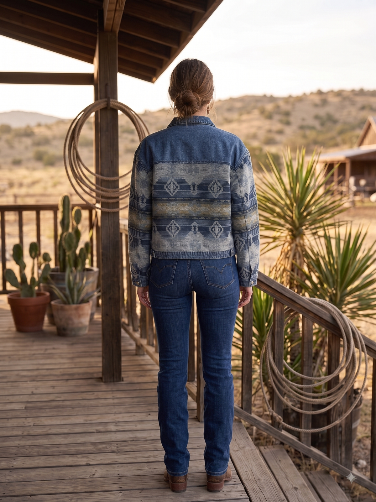 Ladies' Western Jacquard Denim Jacket | Style DA26-101