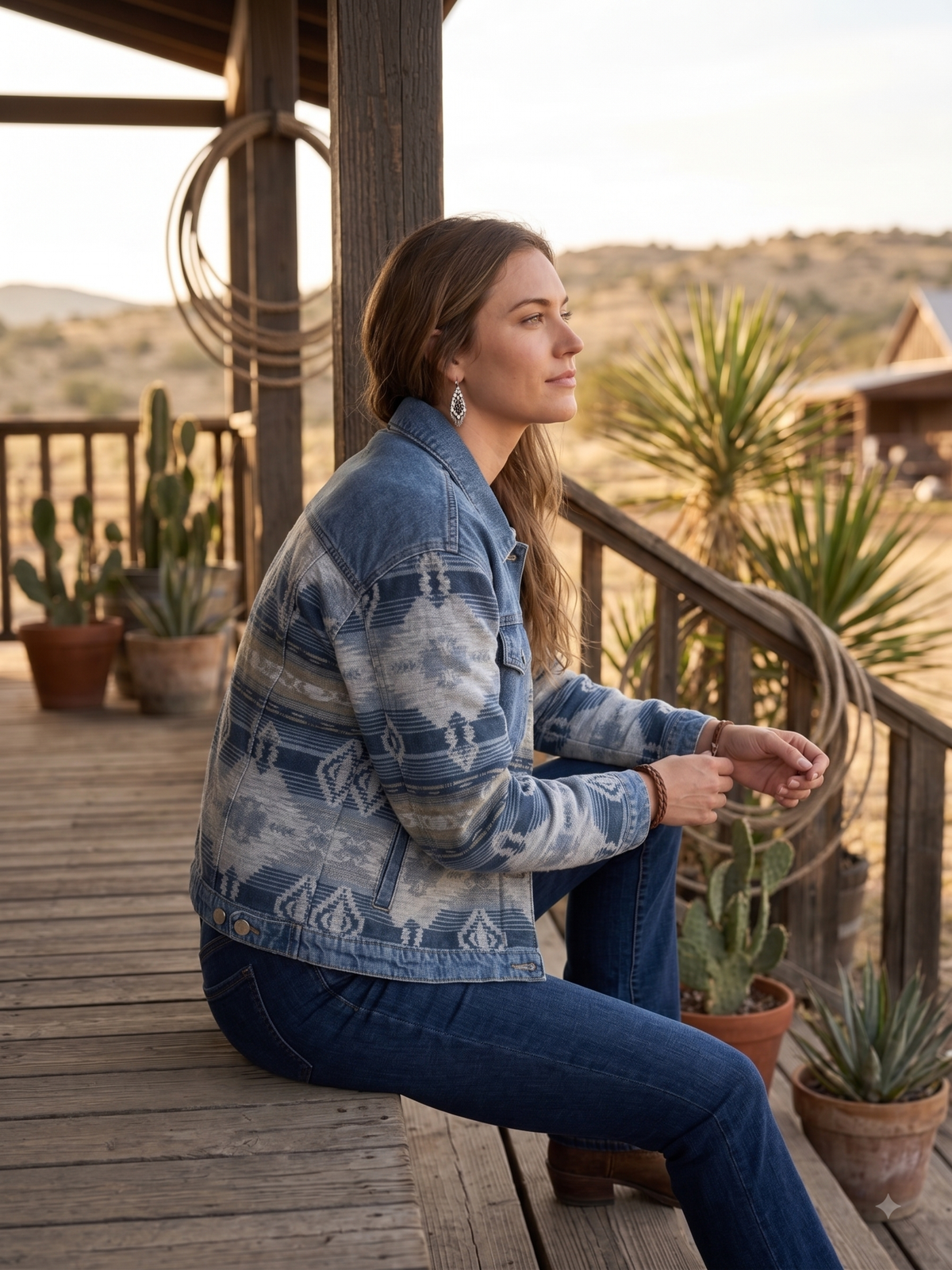Ladies' Western Jacquard Denim Jacket | Style DA26-101