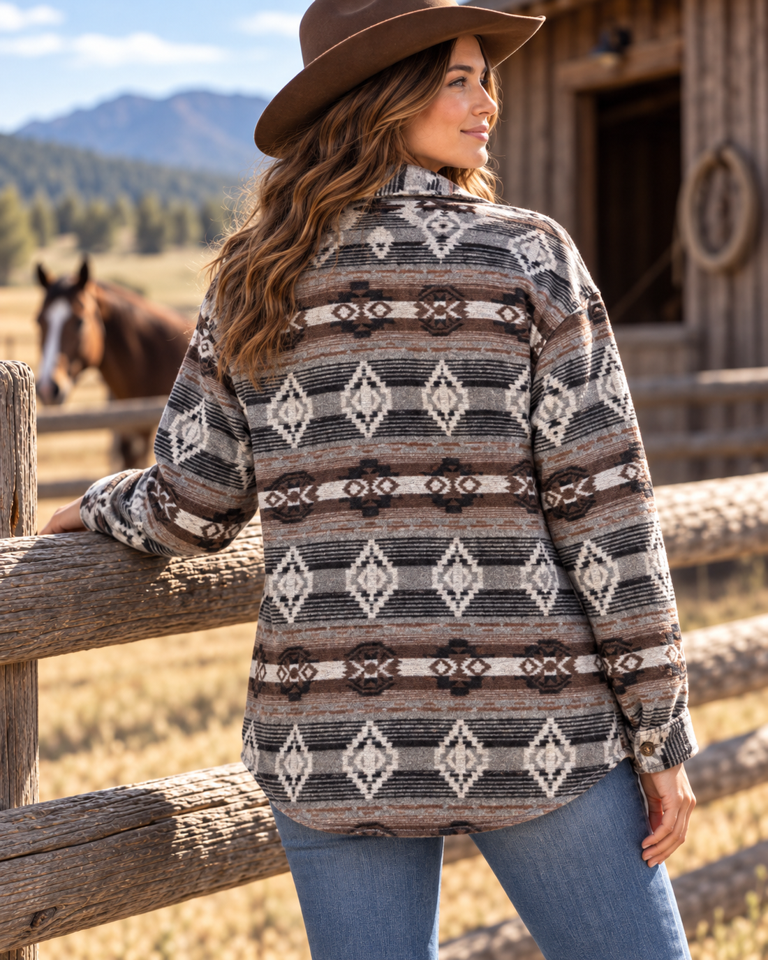 Ladies' Aztec Shacket | Style DA26-104