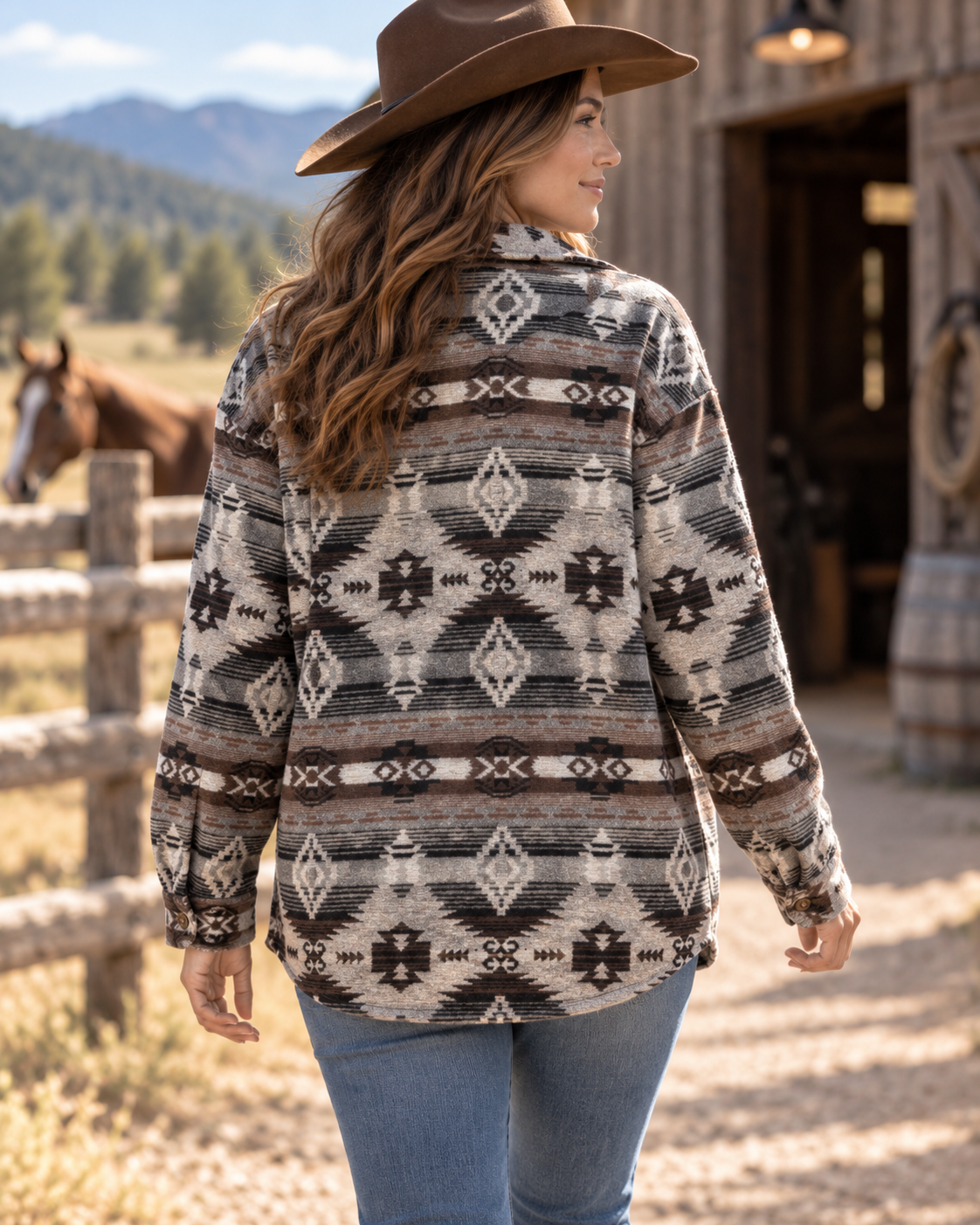 Ladies' Aztec Shacket | Style DA26-104