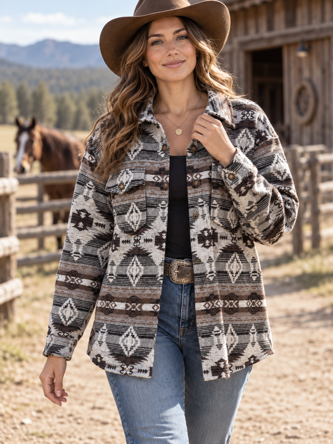 Ladies' Aztec Shacket | Style DA26-104