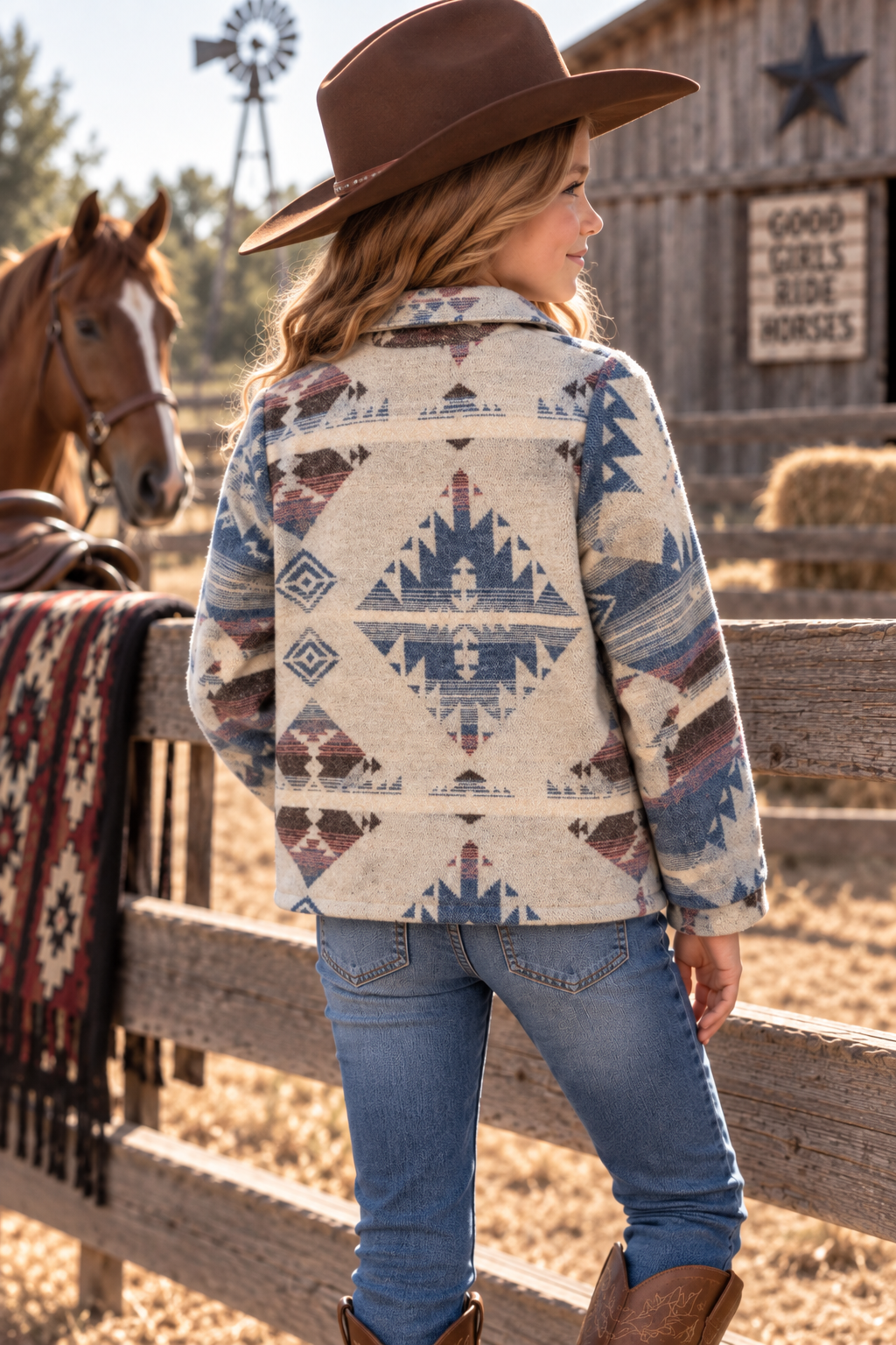 Girls' Aztec Shirt Jacket | Style DAG26-113