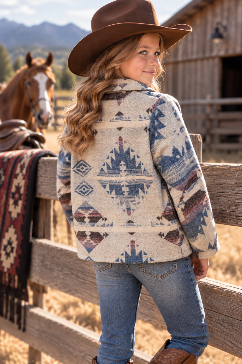 Girls' Aztec Shirt Jacket | Style DAG26-113
