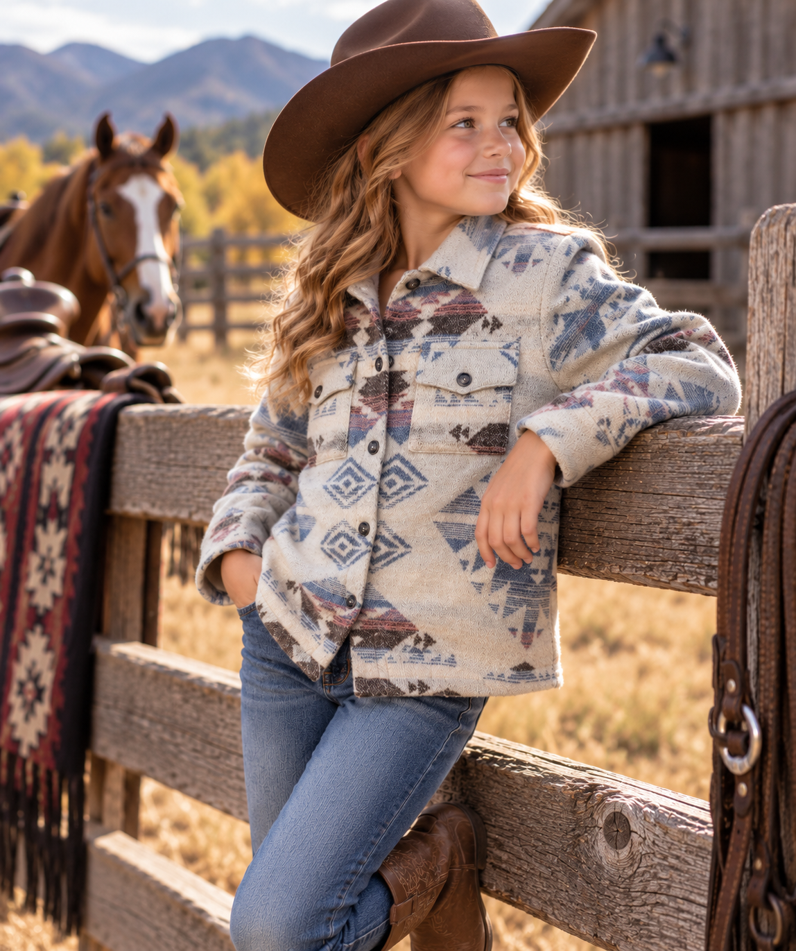 Girls' Aztec Shirt Jacket | Style DAG26-113