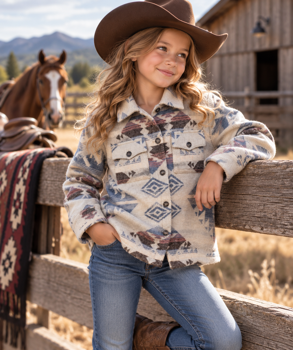 Girls' Aztec Shirt Jacket | Style DAG26-113