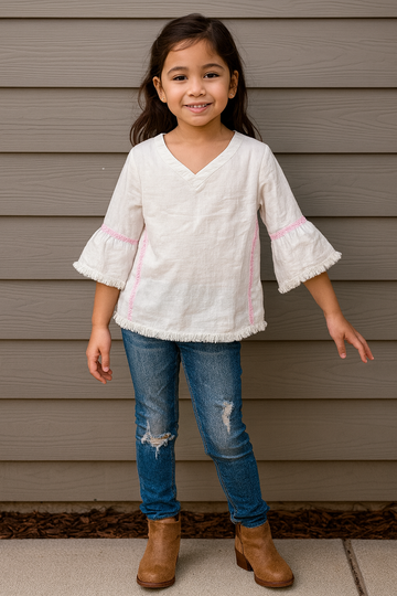 GIRLS'S TOP WITH FRILL