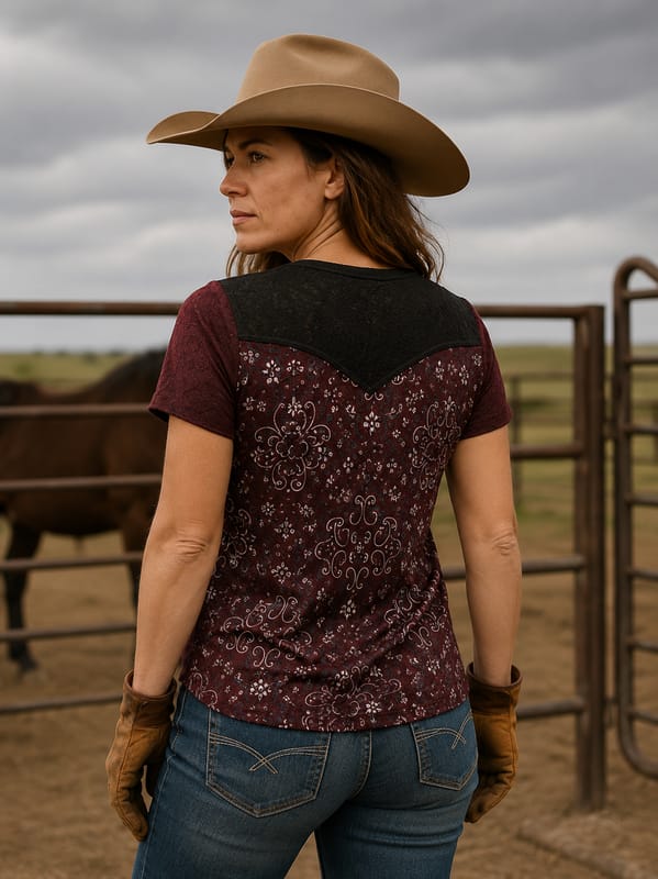 Ladies' Western Print Top | Style DL-2513