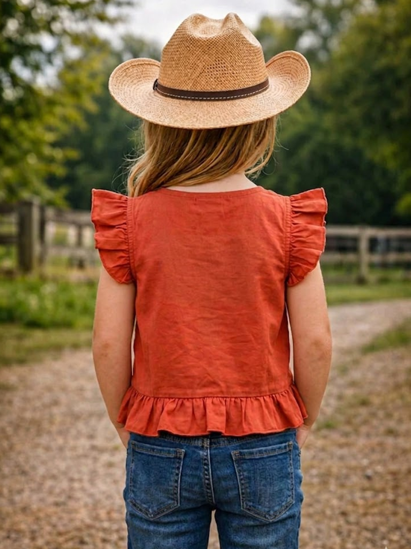 Girls Western Boot Stitch top with Frill bottom.GMA-2073