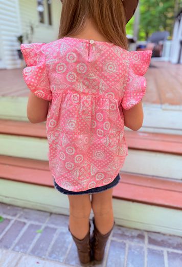 Girls Pink Paisley Woven top.GMA-2081