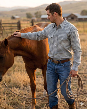 Men's Premium Cotton Western Snaps Long Sleeves Shirts with Stretch.ML-2612