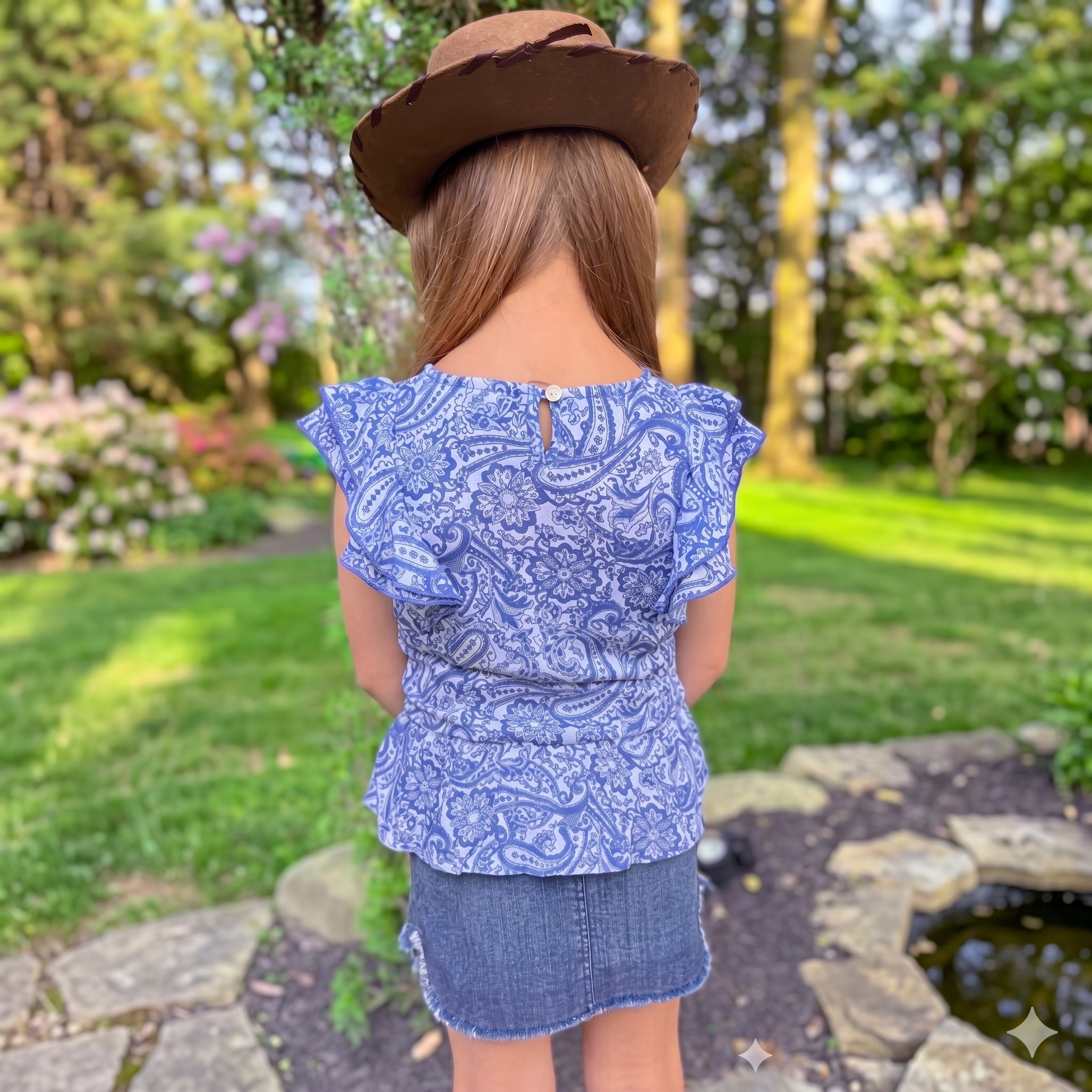Girls Western Paisley Print woven top.GMA-2089