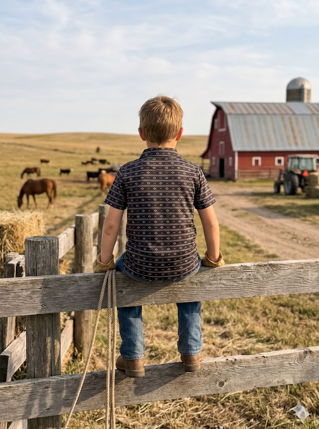 Boys western polo T-shirts - with snaps Premium Fabric with Stretch. ATWB-POLO-27