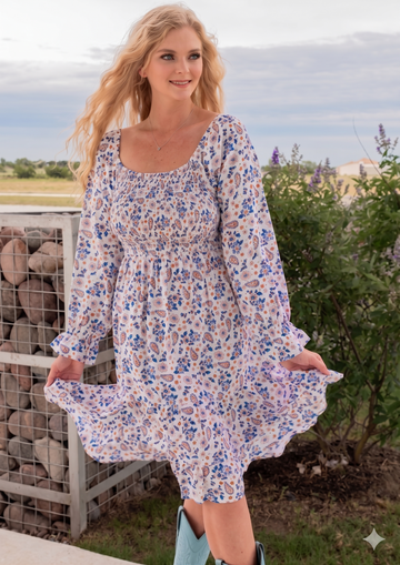 Ladies Western print Woven long dress.LMA-2060