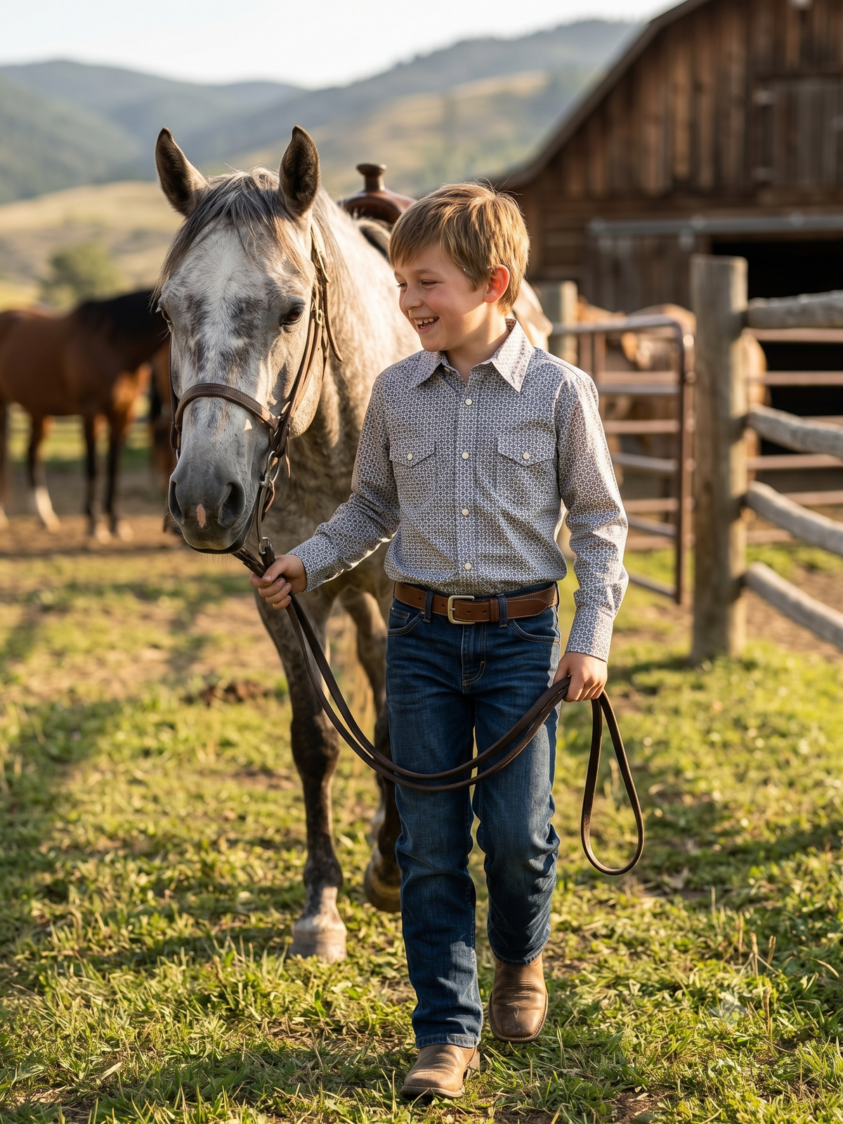 Boys Premium Cotton Western Snap Shirt | BL-2606