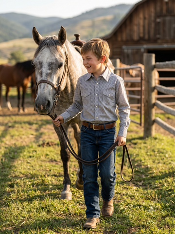 Boys Premium Cotton Western Snap Shirt | BL-2606