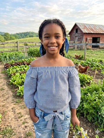 GIRLS WOVEN WESTERN TOP WITH STRIPE(ATW-2063)